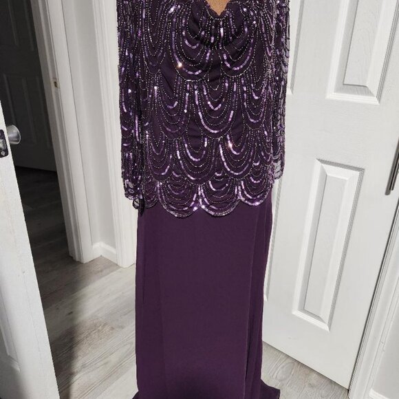 J Kara Womens Petite 3/4 Sleeve Beaded Formal Dress Sz 18 - Picture 3 of 9